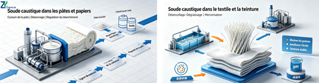 Applications de la soude caustique dans l'industrie du papier, du textile et de la teinture