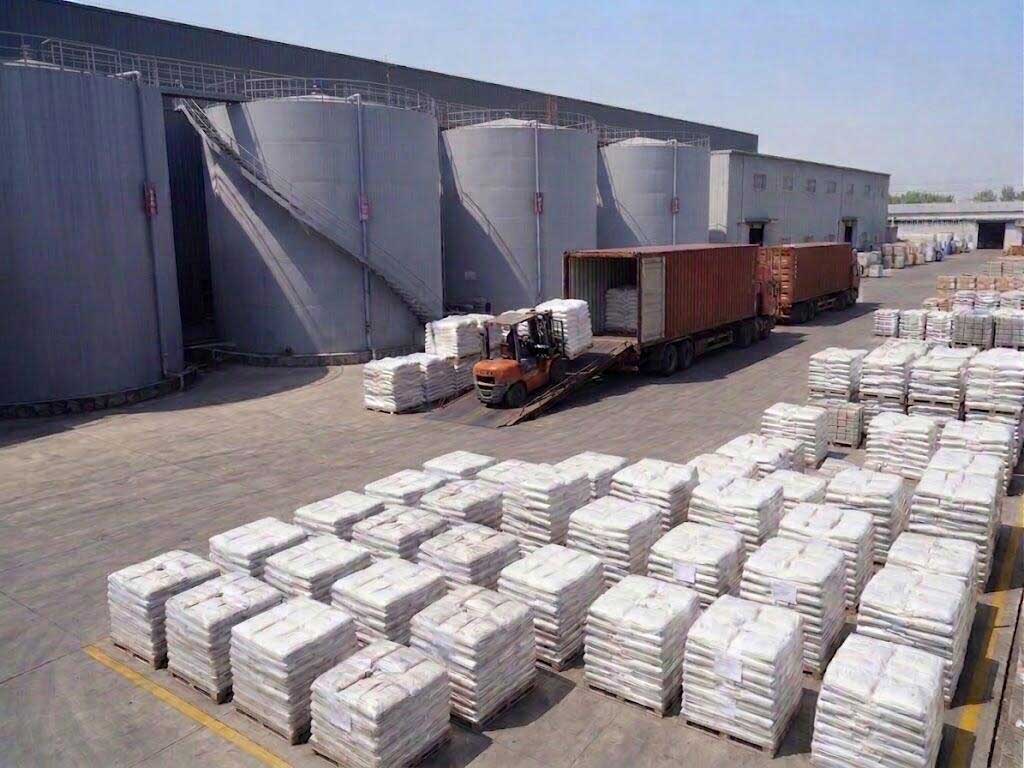 Usine de production de soude caustique en Chine avec sacs de 25kg prêts pour l'exportation maritime B2B